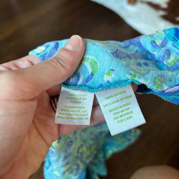 Lilly Pulitzer Girl's Angelina Dress in Sea Blue Lilly's Lagoon Print Sz XS - Picture 5 of 6